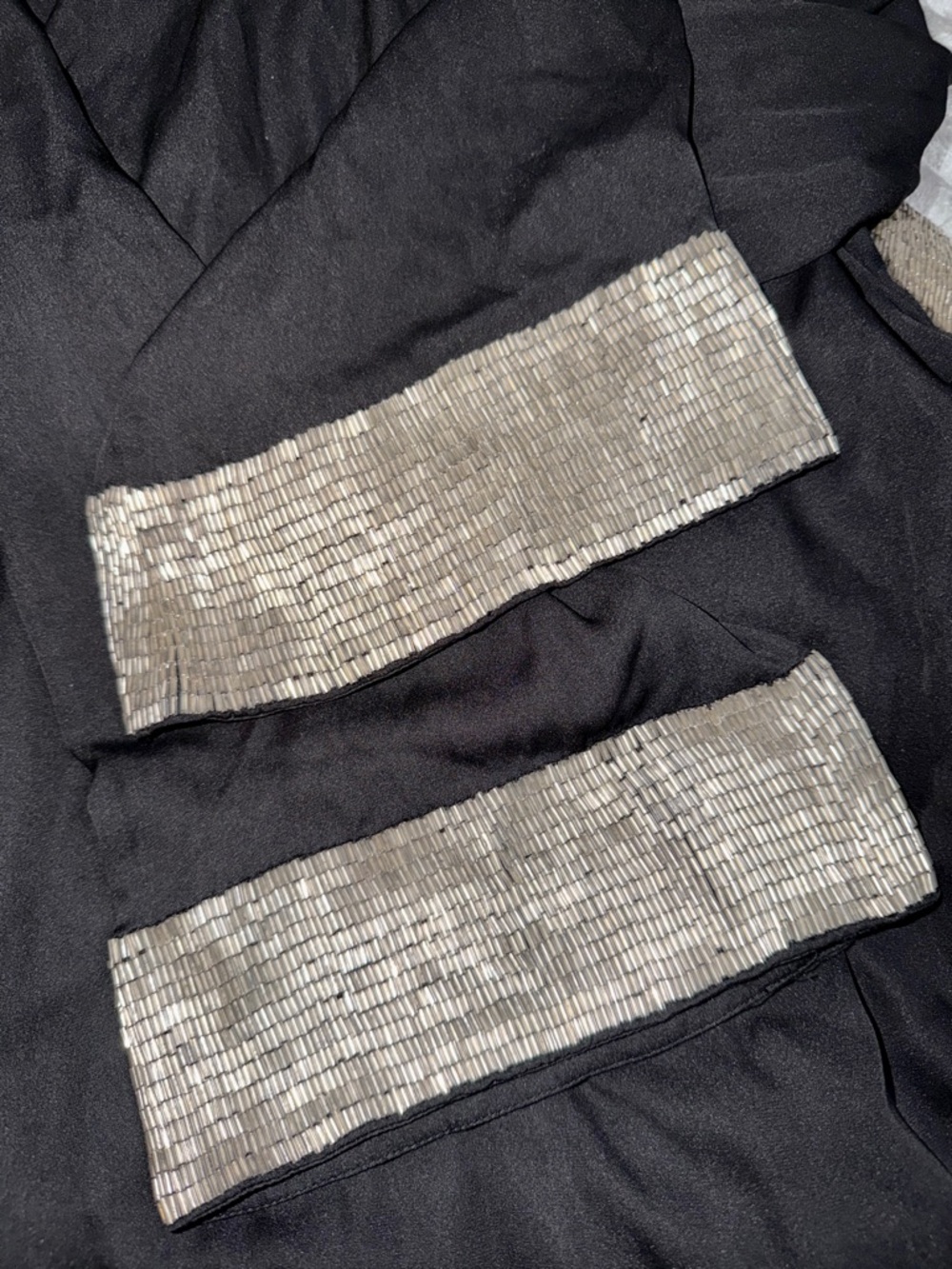 Alice + Olivia Scoop Silk Tunic Dress Black Gold Beaded Trim Medium - Picture 10 of 15